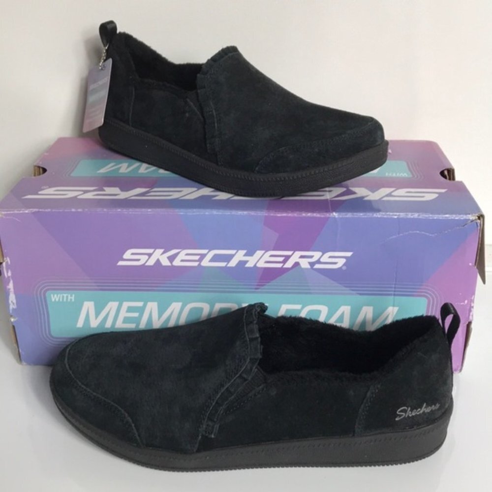 Skechers Madison Ave Plushed Suede Ruffle Shoes
